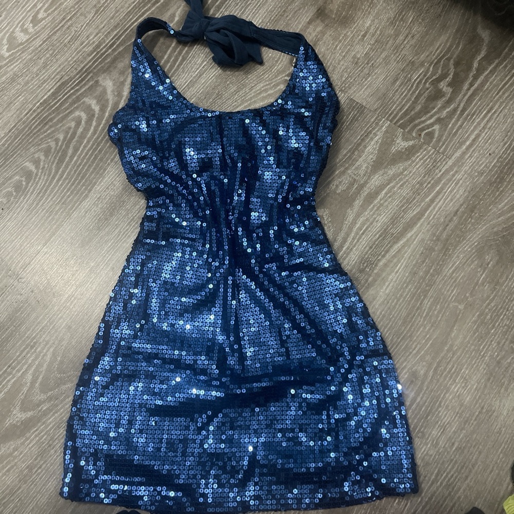 Elegant Blue Sequin Dress